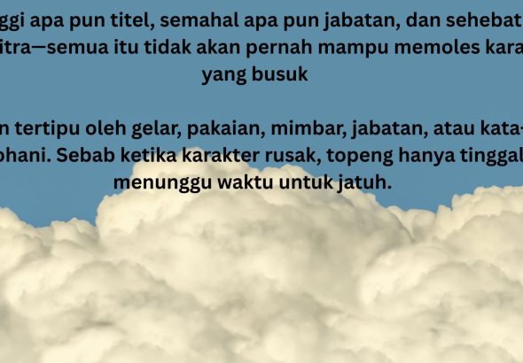 Penyesalan hari ini mungkin terasa pahit, tetapi sering kali itulah harga yang murah untuk sebuah kebahagiaan di masa depan, Sebab keputusan yang menyakitkan sekarang bisa menyelamatkan hidup dari